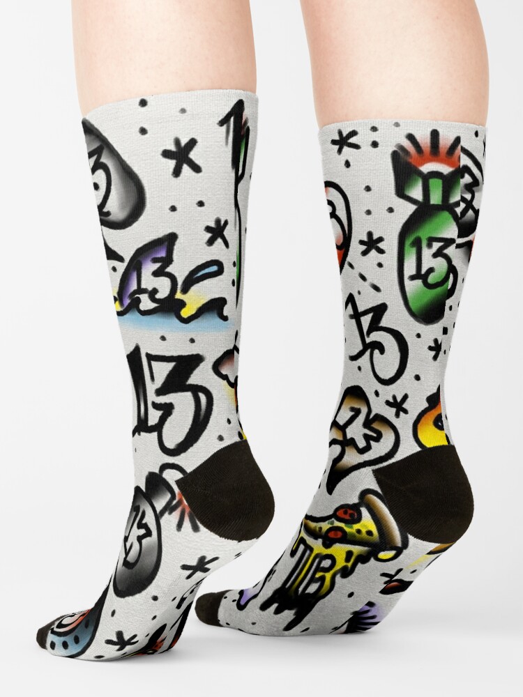 Lucky 13 tattoo designs. Socks for Sale by Jamiee6610