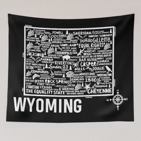 Item preview, Wyoming Map  designed and sold by fiberandgloss.
