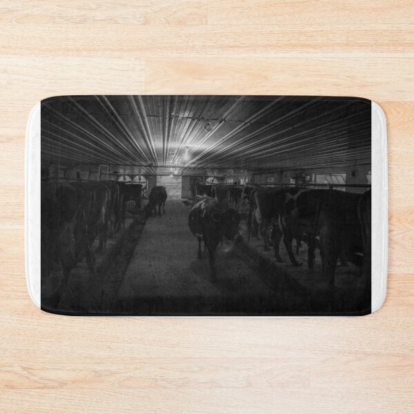 Item preview, Cows at milking time in dark Amish milking shed designed and sold by Brian Scantlebury.
