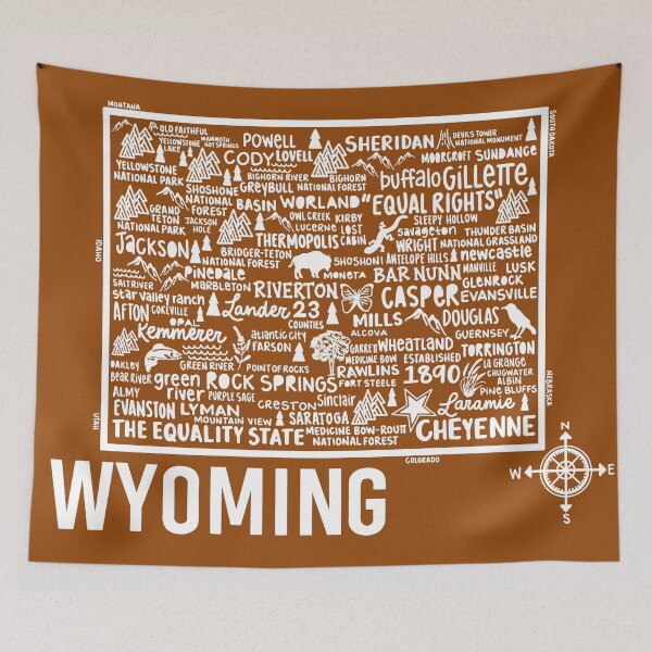 Item preview, Wyoming Map  designed and sold by fiberandgloss.