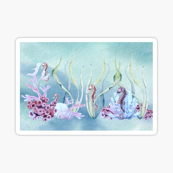Item preview, Watercoler Coral and Sea Horses designed and sold by madtoyman.