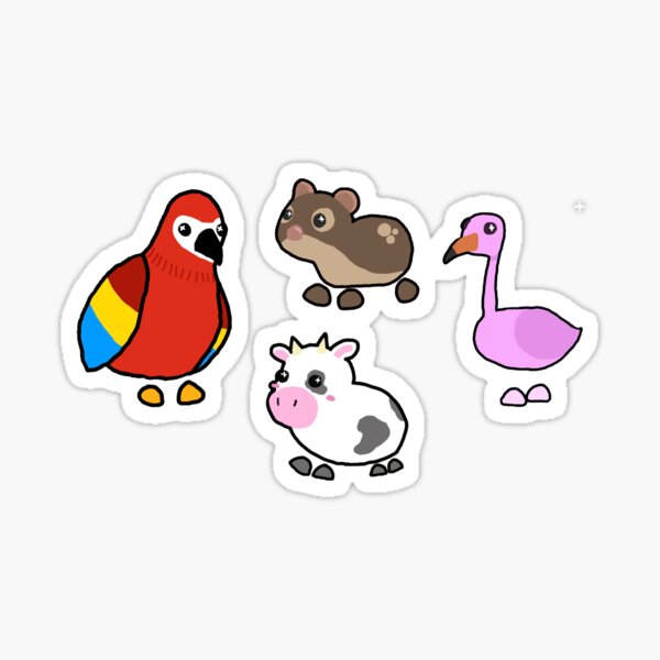 Parrot Shrew Flamingo Cow Sticker Pack Sticker By Happybunbun Redbubble - neon strawberry cow roblox avatar