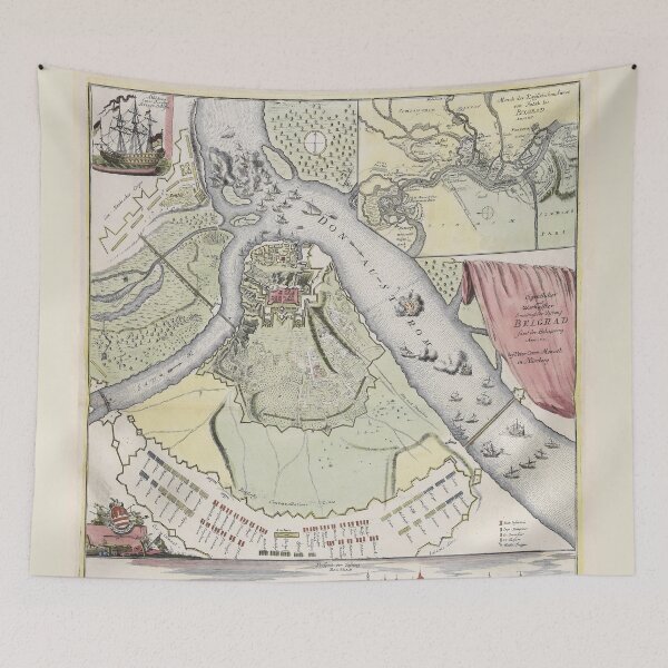 Item preview, Vintage Siege of Belgrade Serbia Map (1717) designed and sold by BravuraMedia.