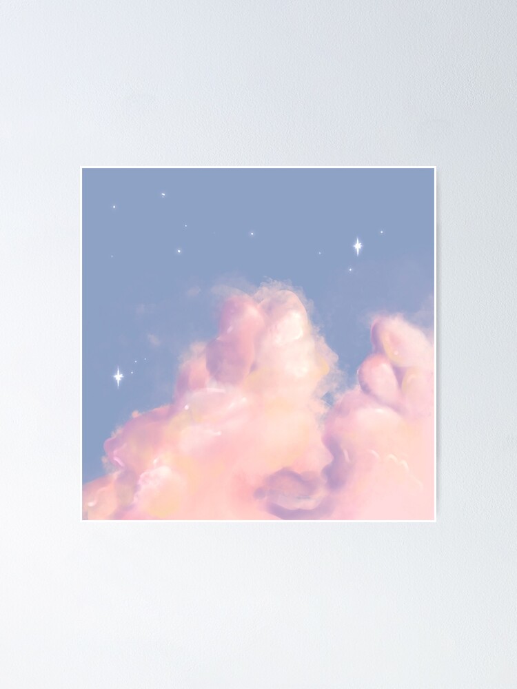 soft aesthetic pink / orange clouds digital painting design. Poster for  Sale by Jenny Romeril