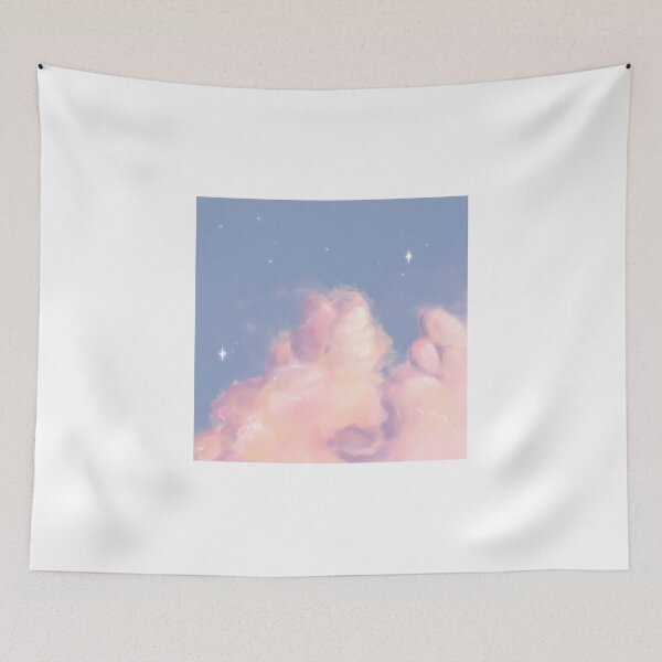 Item preview, soft aesthetic pink / orange clouds digital painting design. designed and sold by Jenny Romeril.