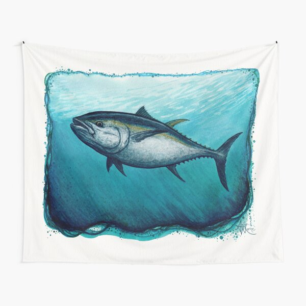 "Bluefin Tuna" by Amber Marine ~ Watercolor painting, art © 2016 Tapestry