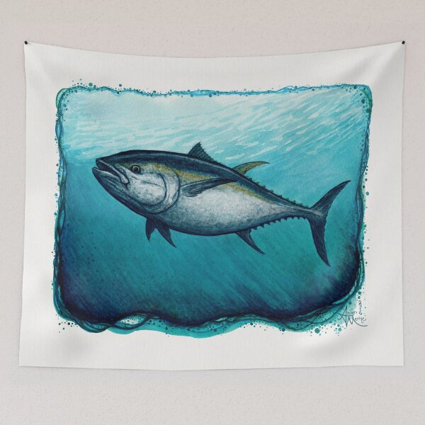 Item preview, "Bluefin Tuna" by Amber Marine ~ Watercolor painting, art © 2016 designed and sold by Amber Marine ~ Wildlife Artist ~ © 2004-2021.