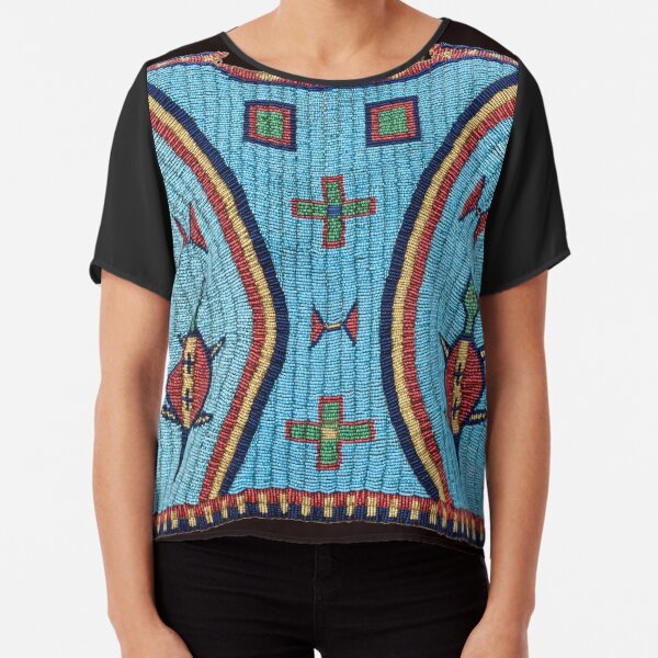 SIOUX INDIAN GLASS BEADED ART MADE 1875 Chiffon Top