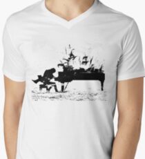 Camiseta para hombre de cuello en v Pasión del piano