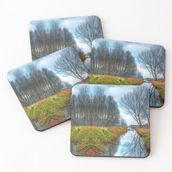 Item preview, Symmetric Rower Man On A Boat In A Swamp With Tree Reflection In The Water And Cloudy Sky designed and sold by Flavio Vieri.