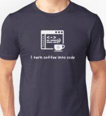 I turn coffee into code Unisex T-Shirt