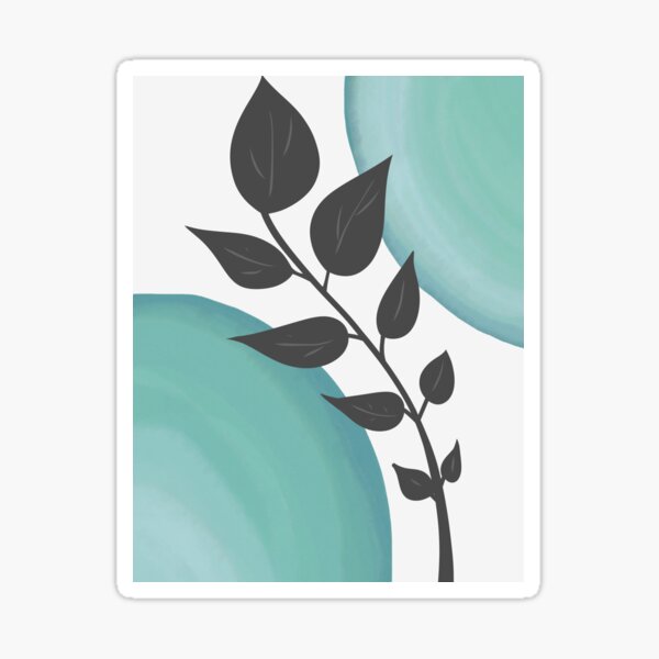 Blue Green Watercolor and Gray Plant Sticker