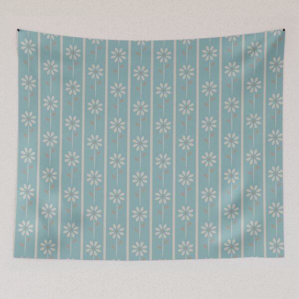 Item preview, Old School Batik Daisies - Worn Out Blue designed and sold by BumbleChynxBee.