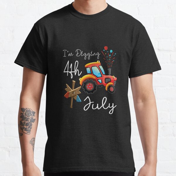 Tstars Unisex 4th of July Shirts for Patriotic USA I'm Digging 4th of July  Tractor Loving Boys Independence Day Graphic Tee Gifts for Fourth of July  Toddler Infant Kids T Shirt 