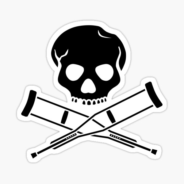 cross crutches and skull (black) Sticker