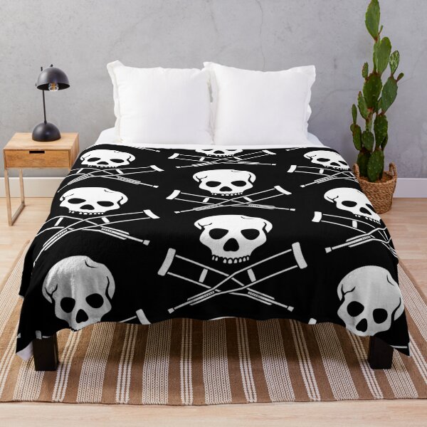 cross crutches and skull (white) Throw Blanket