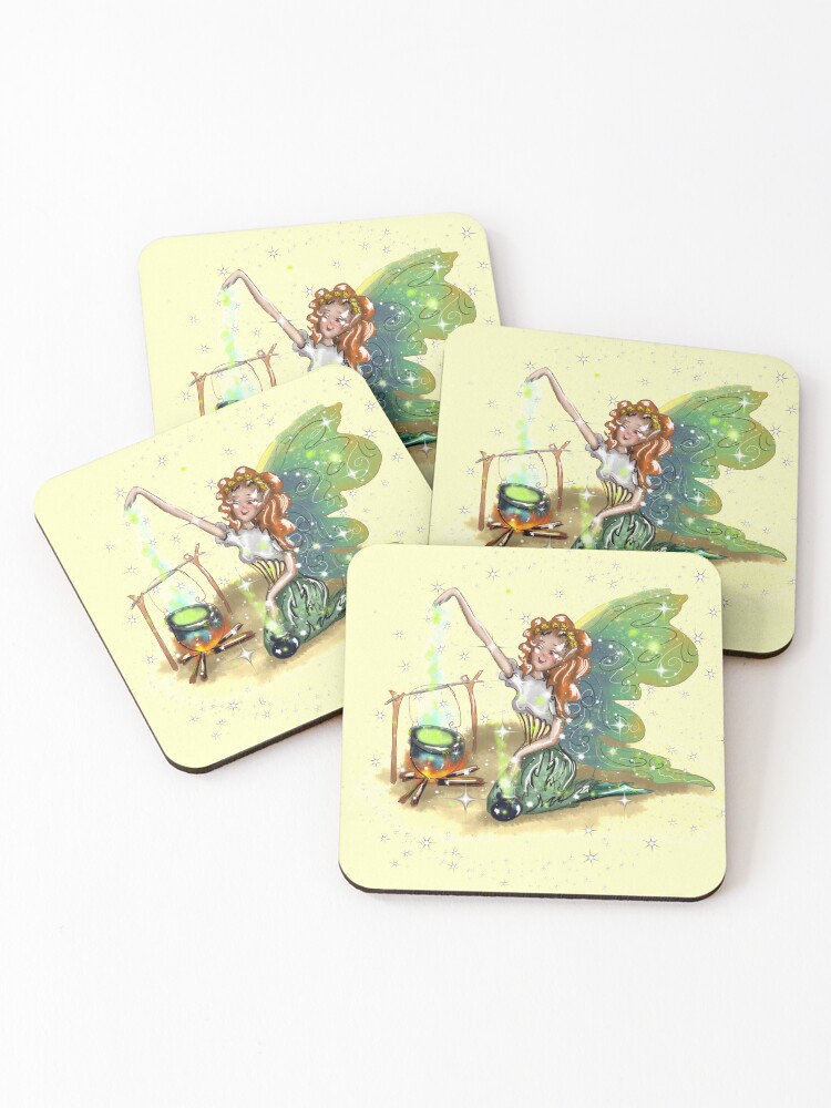 Thumbnail 1 of 5, Coasters (Set of 4), Chrissy The Camping Fairy™ designed and sold by TeelieTurner.