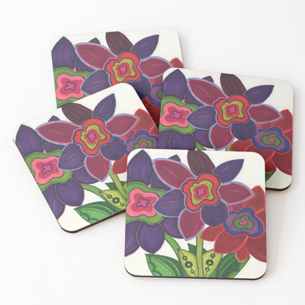 Item preview, Purple, Maroon, Red, and Green Large Modern Abstract Flowers designed and sold by BelindaFuller.