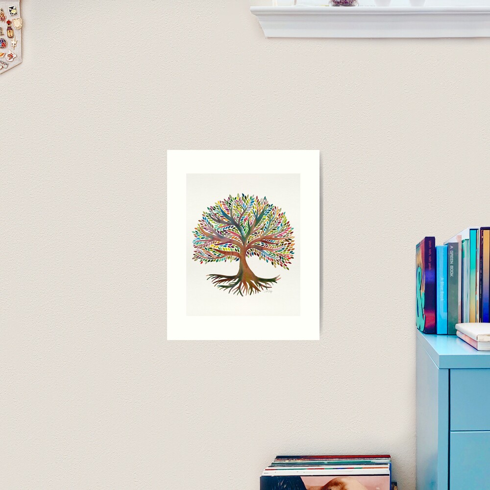 Tree of Life Watercolor – Rainbow Palette Art Print