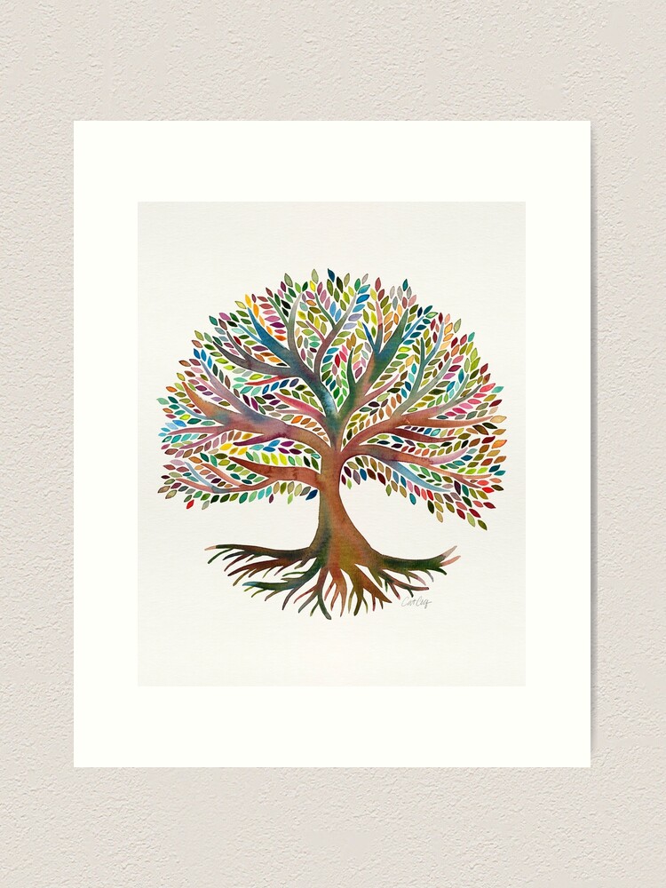 Alternate view of Tree of Life Watercolor – Rainbow Palette Art Print
