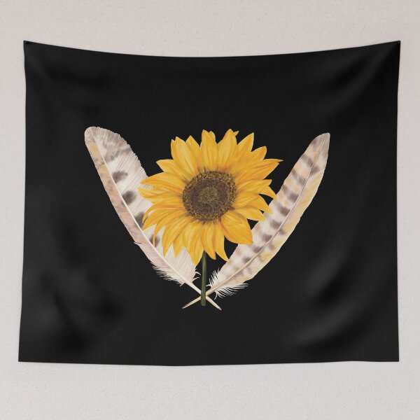 Artikelvorschau, Schöne Sonnenblume und Federn entworfen und verkauft von ColorfulMystic.