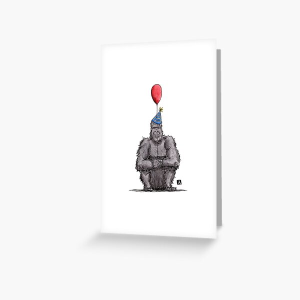 Unhappy Gorilla Having A Birthday Party Greeting Card