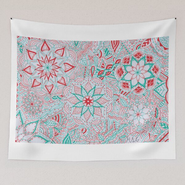 Item preview, Mint Green & Peach Mandala Improvisation designed and sold by MarisaGoncalves.