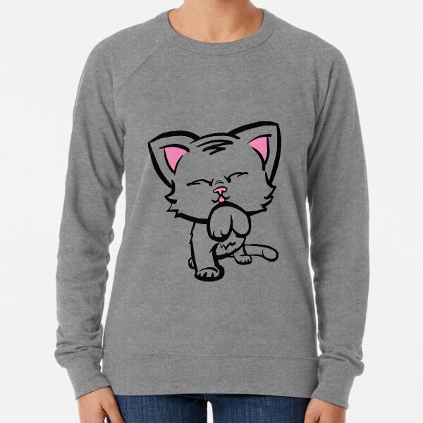 Kitten Cleaning (clear color) Lightweight Sweatshirt