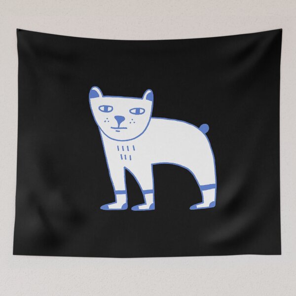 Item preview, Sock Bear Blue Outline on Black Background designed and sold by cosmicmouse.