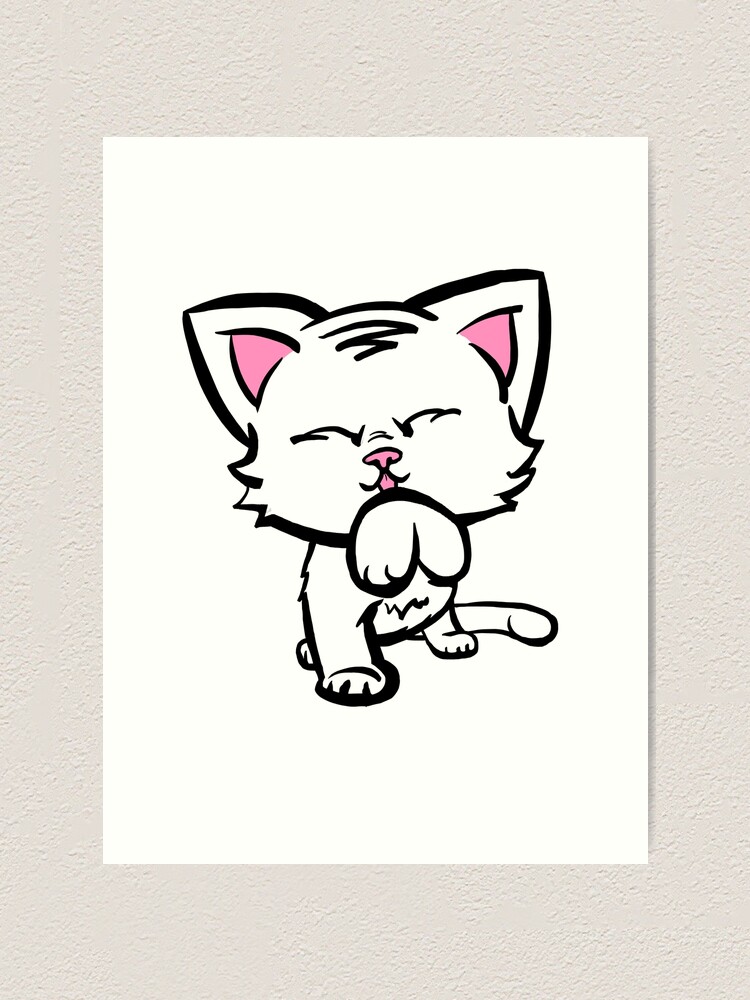 Alternate view of Kitten Cleaning (white) Art Print