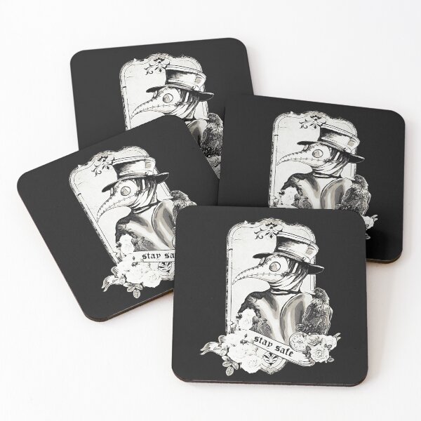 Item preview, Plague Doctor Say stay safe, black and white designed and sold by Collagedream.