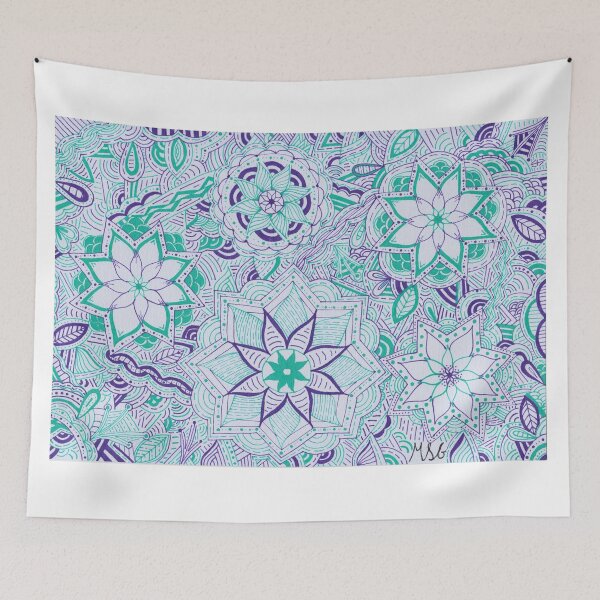 Item preview, Mint Green & Purple Mandala Improvisation designed and sold by MarisaGoncalves.