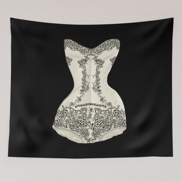 Item preview, Vintage Black and White Lace Corset designed and sold by jenbucheli.
