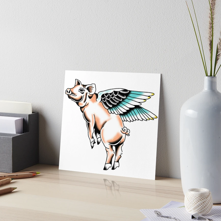Premium Photo | Beautiful flying pig with wings and a cheerful expression  magical fairytale clipart