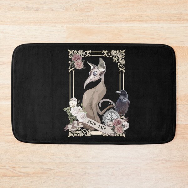 Item preview, Cat Plague Doctor Say stay safe, flowers, roses and raven designed and sold by Collagedream.