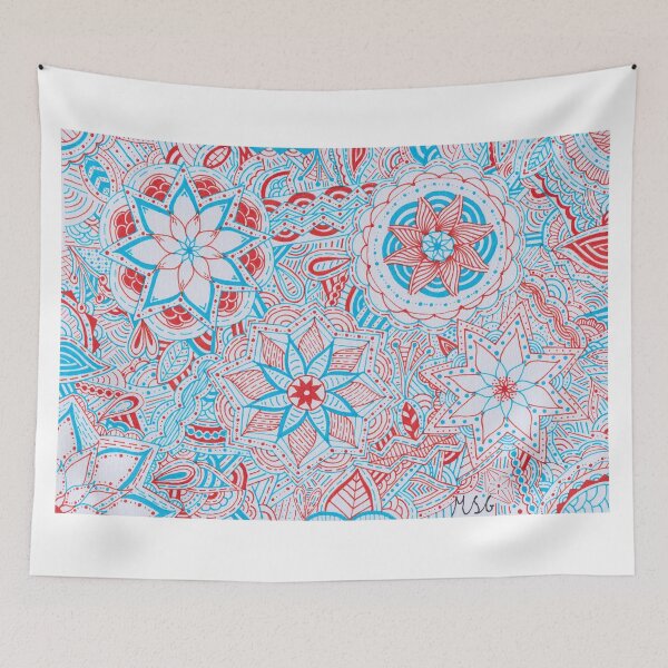 Item preview, Orange & Light Blue Mandala Improvisation designed and sold by MarisaGoncalves.