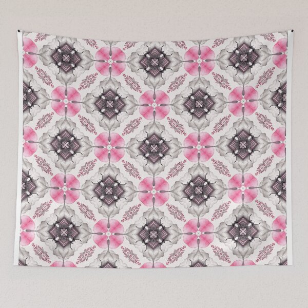 Item preview, Abstract black red white geometric kaleidoscope pattern designed and sold by MindMirror.