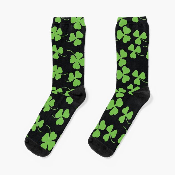 Item preview, Green Clover 4 Leaf Clover Pattern in Black designed and sold by Kelly Leung.