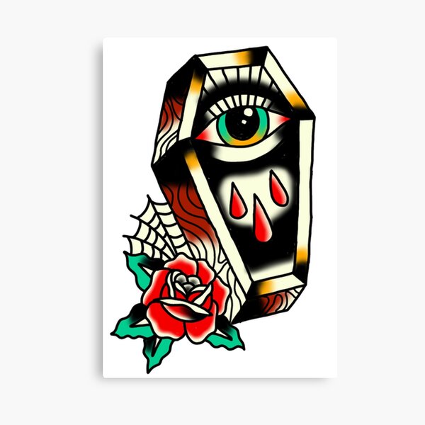 coffin traditional tattoo Canvas Print