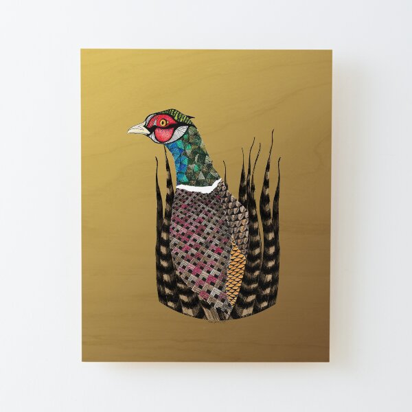 Pheasant Totem Wood Mounted Print