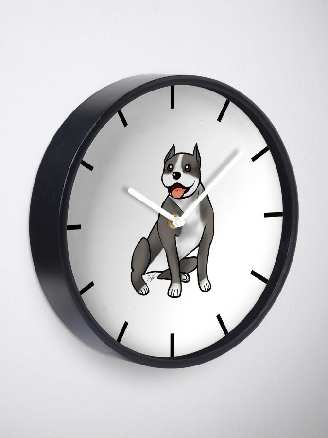 Alternate view of American Staffordshire Terrier - Black and White Clock