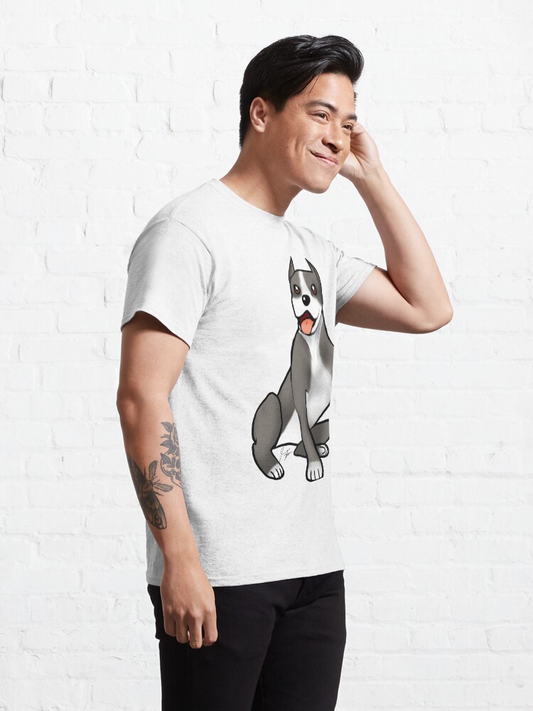 Alternate view of American Staffordshire Terrier - Black and White Classic T-Shirt