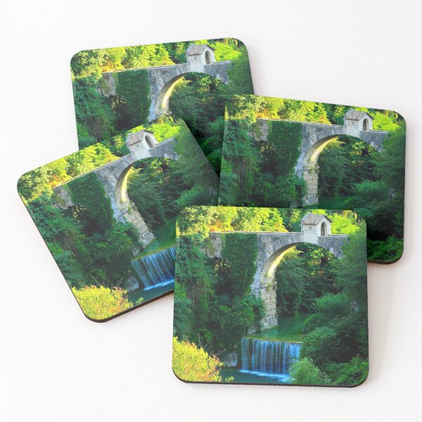 Item preview, View of Cecco Bridge in Ascoli Piceno with waters of Castellano river flowing below and vegetation designed and sold by Kristina Drozd.