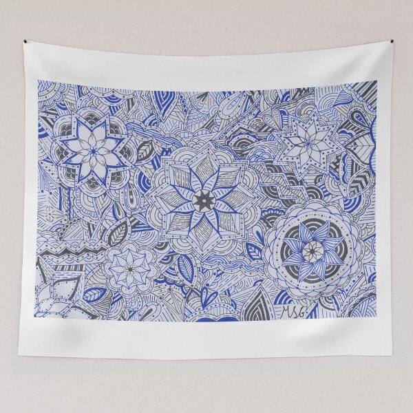 Item preview, Royal Blue & Dark Grey Mandala Improvisation designed and sold by MarisaGoncalves.