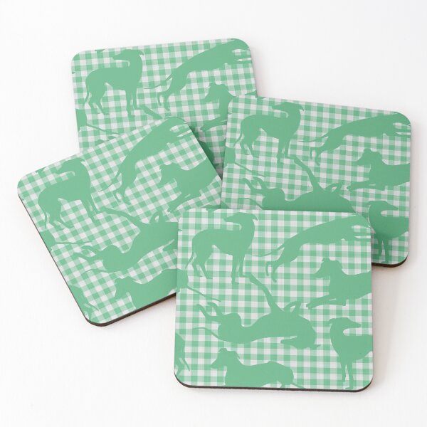 Item preview, Gingham Greyhounds in Green designed and sold by GreytGraphicals.