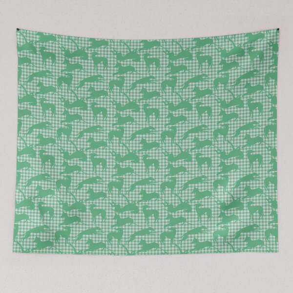 Item preview, Gingham Greyhounds in Green designed and sold by GreytGraphicals.