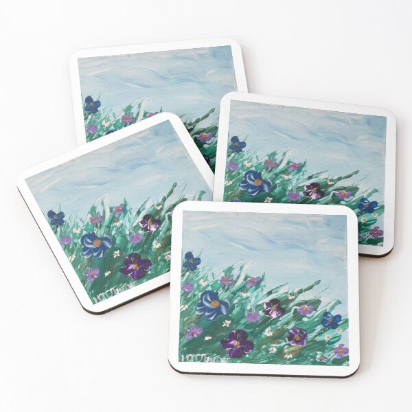 Abstract Pansies and Daisies Coasters (Set of 4)