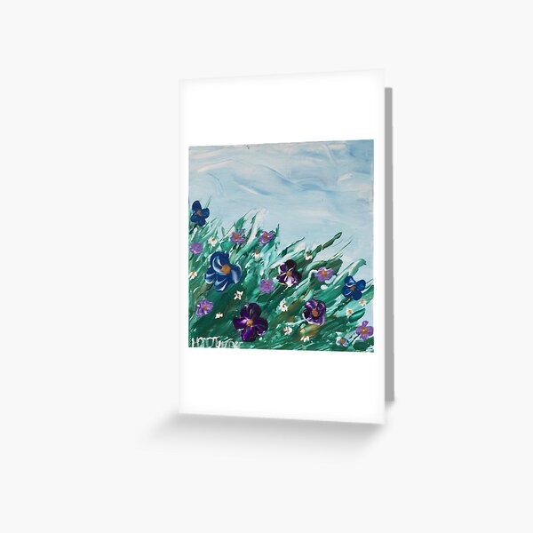 Abstract Pansies and Daisies Greeting Card