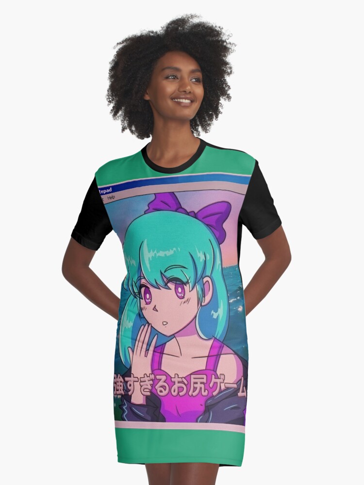 Vaporwave aesthetic anime girl Graphic T-Shirt Dress for Sale by  kinseinohime