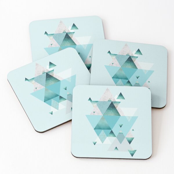 Item preview, Geometric Triangles in teal, aqua and rose gold designed and sold by UrbanEpiphany.